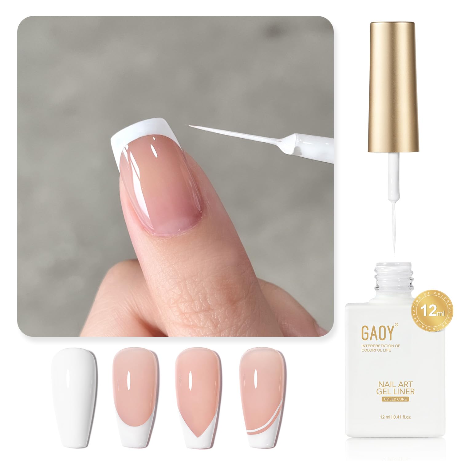 White stitch liner gel for denim nails detail