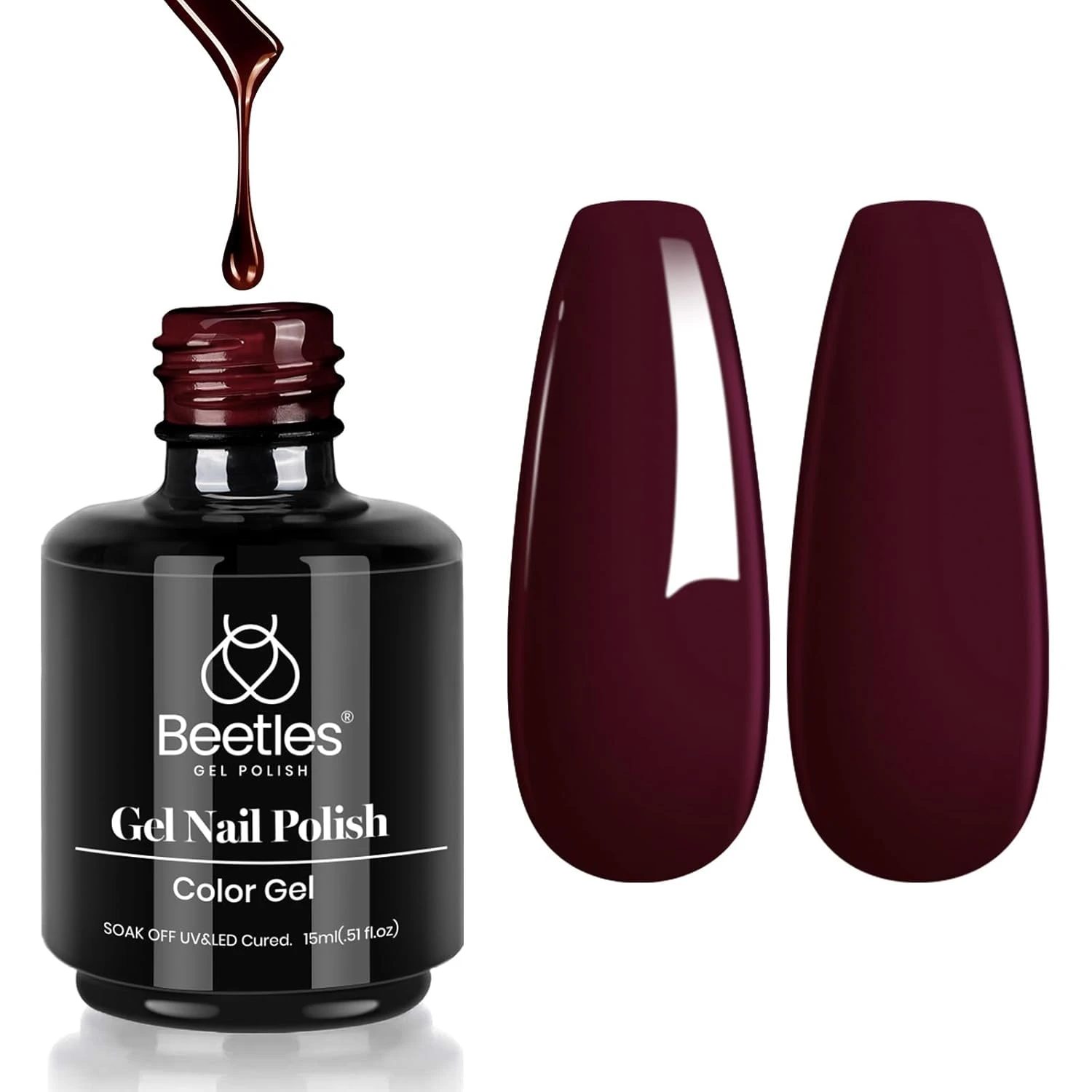 Wine red gel polish for dark red burgundy nails