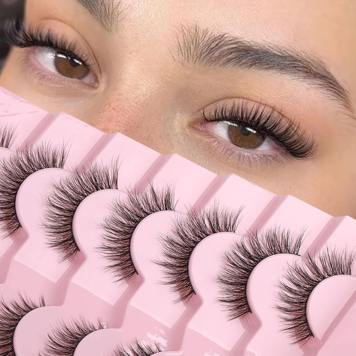 Wispy false lashes for statement eye look