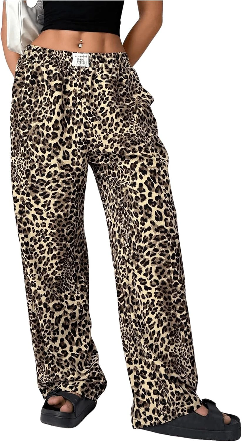 Women abstract print straight leg pants for elevated outfit