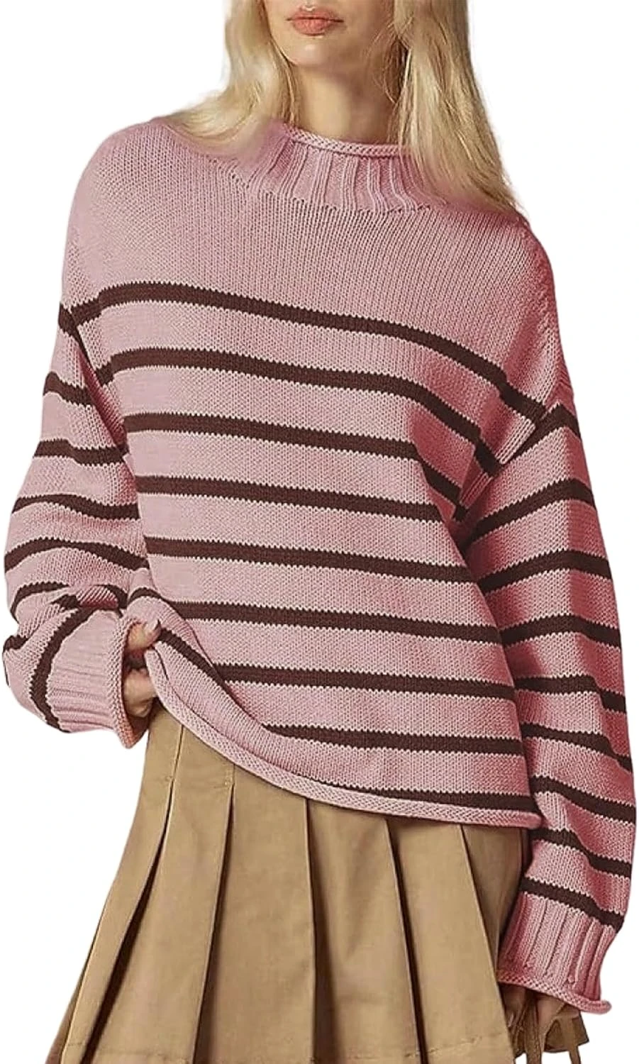Baby Pink Roll Neck Sweater