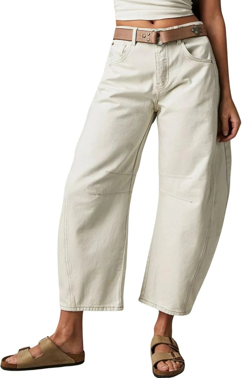 Women barrel leg pants for stylish travel comfort
