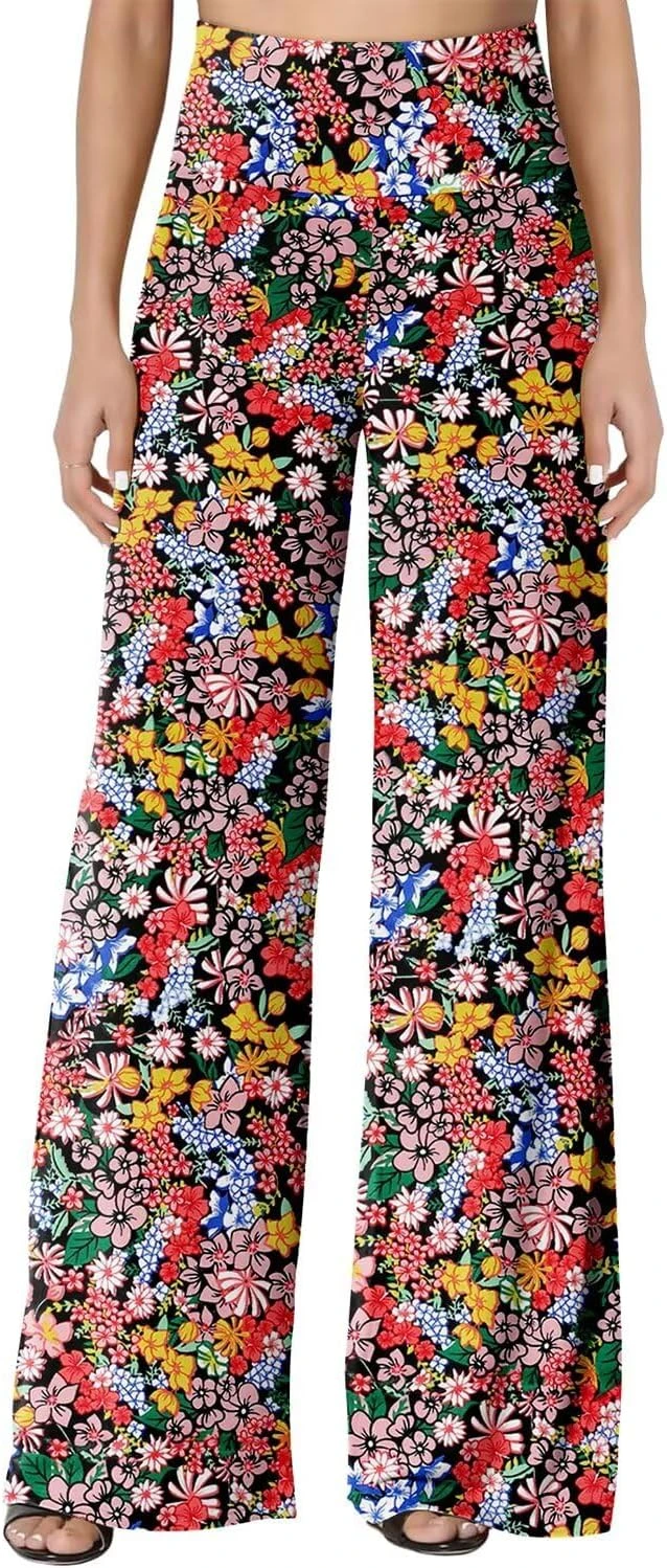 Women blurred floral print trousers for modern outfit