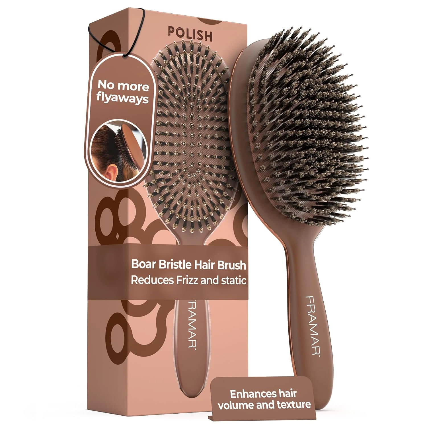 Women boar bristle brush for brown sugar brunette hair