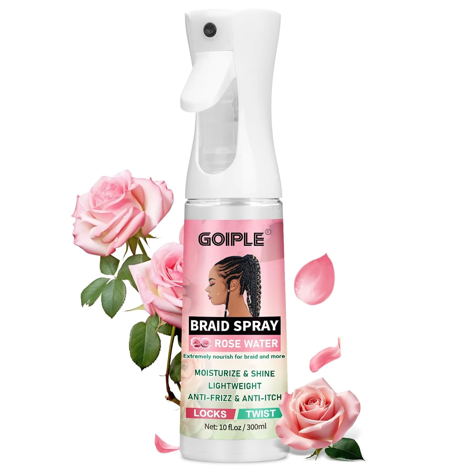 Women braiding hair grip spray for braided bun