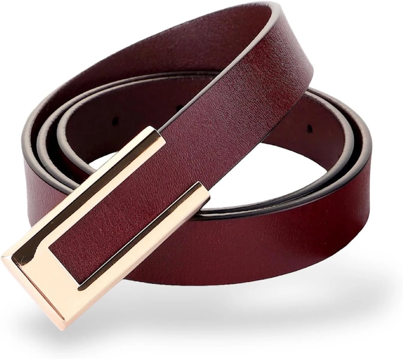 Burgundy Leather Belt Thin