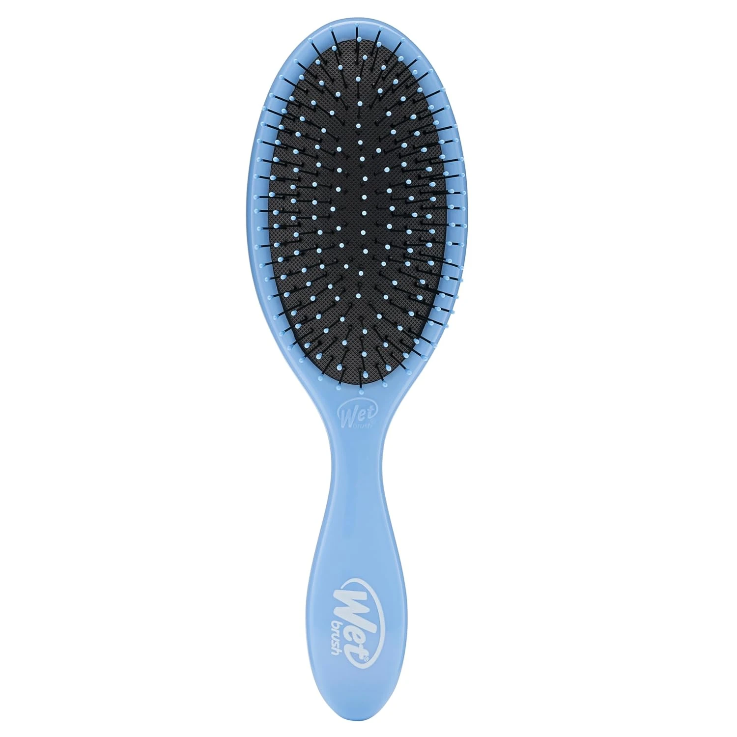 Women detangling wet brush for espresso long hair