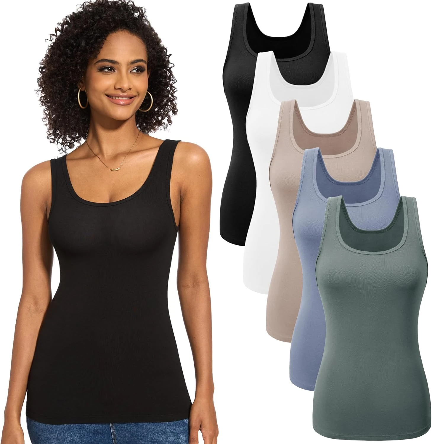 Women fitted ribbed tank for a balanced travel outfit