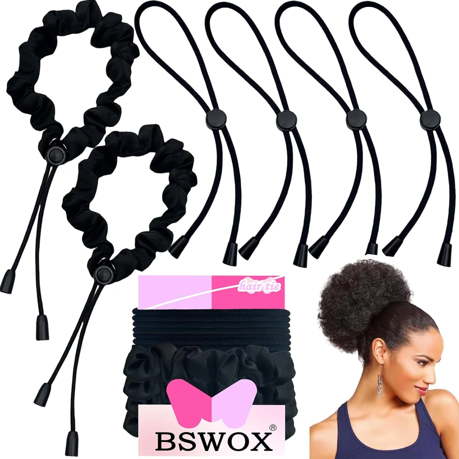 Women high ponytail elastic set for high bun