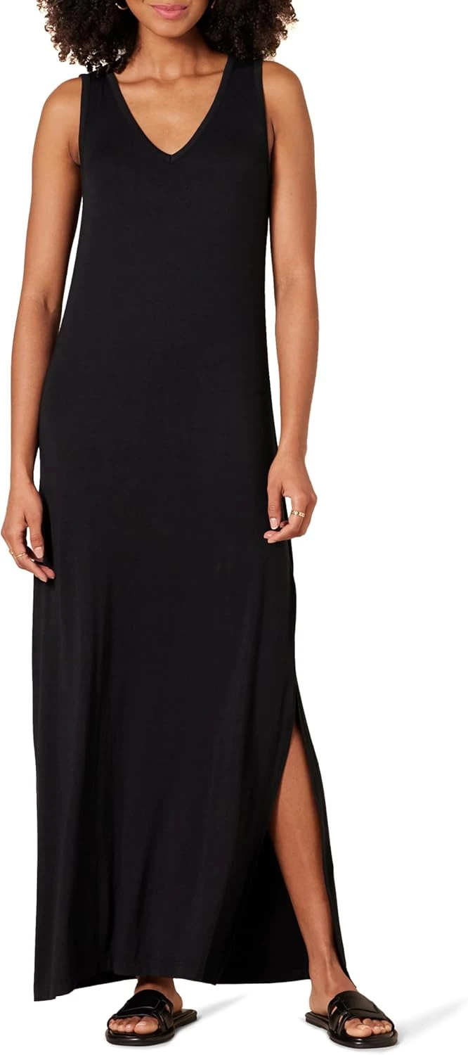 Women jersey maxi dress for waistband free travel comfort