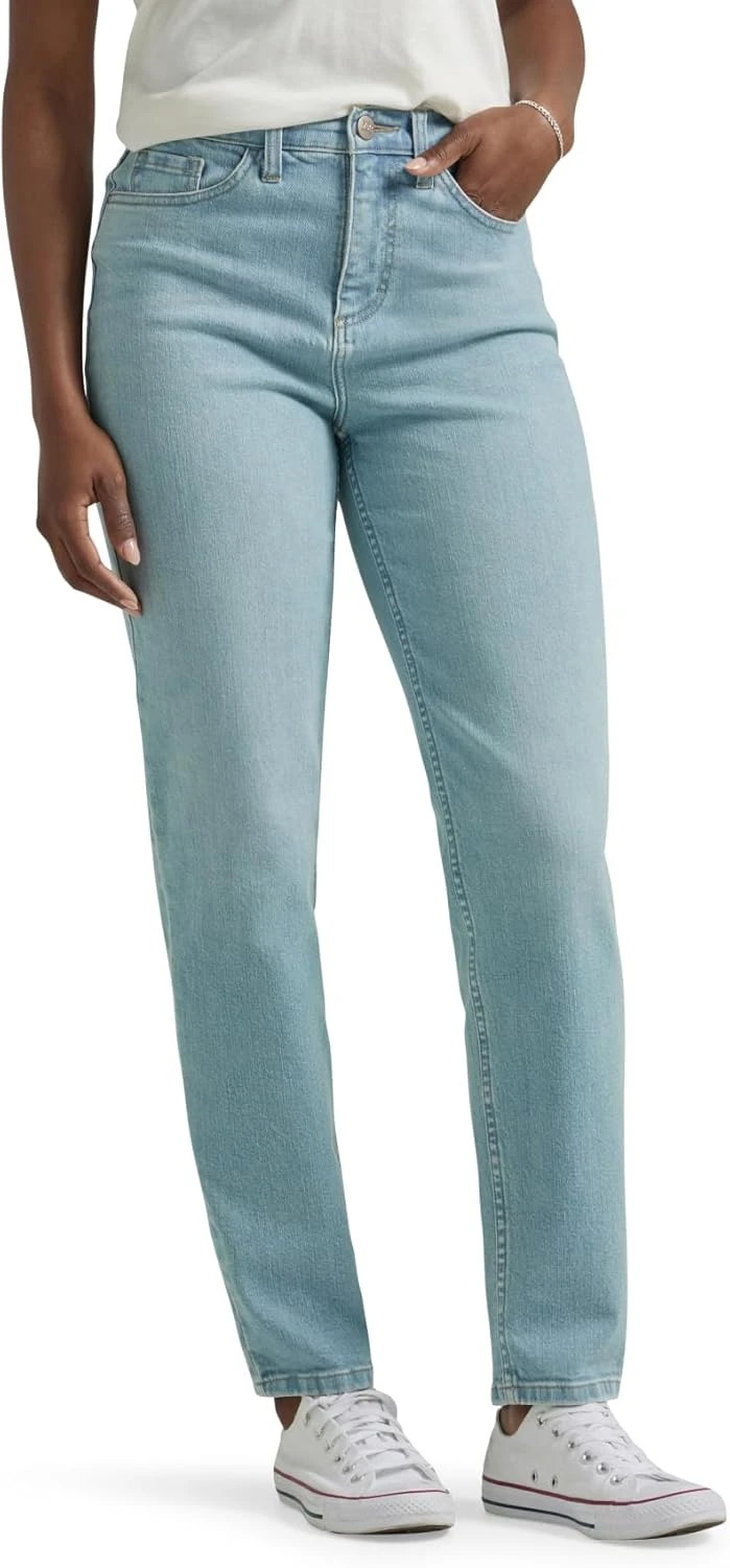 Women relaxed fit stretch jeans for travel without stiffness