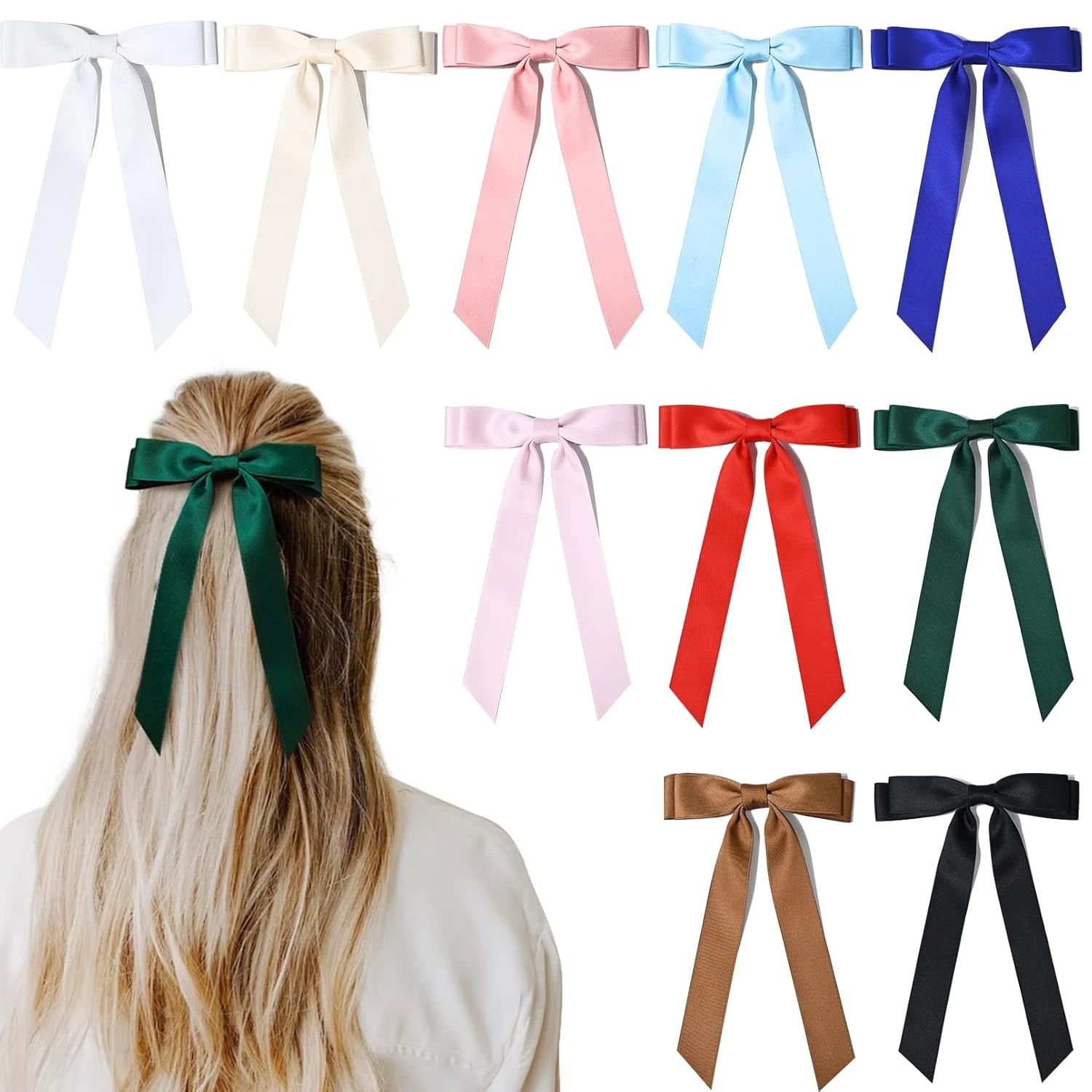 Women silk ribbon hair bow for cute bun hairstyle