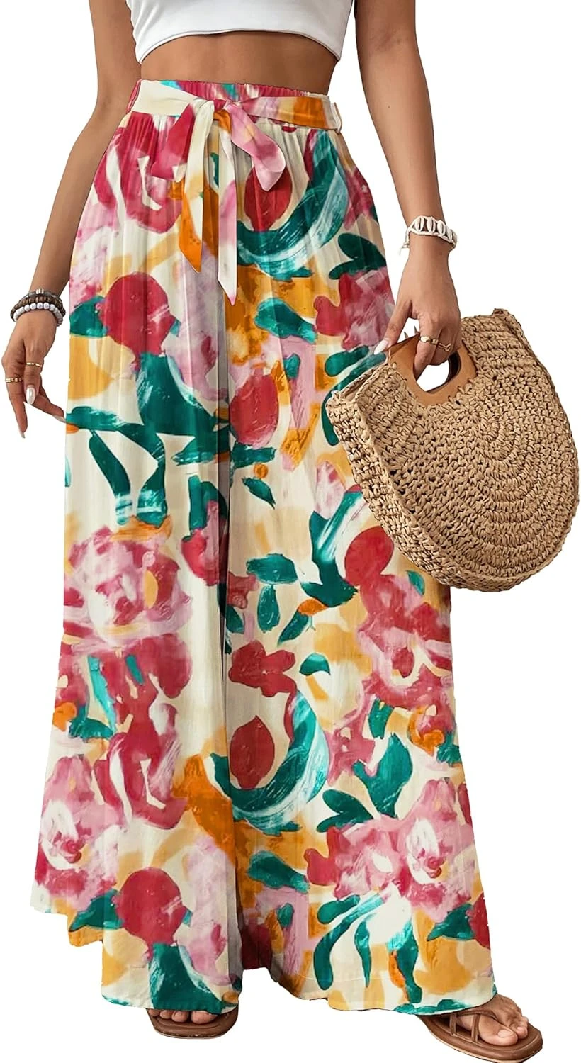 Women tailored floral print trousers for office outfit