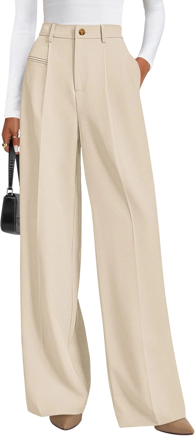 Tailored Wide Leg Trousers Neutral