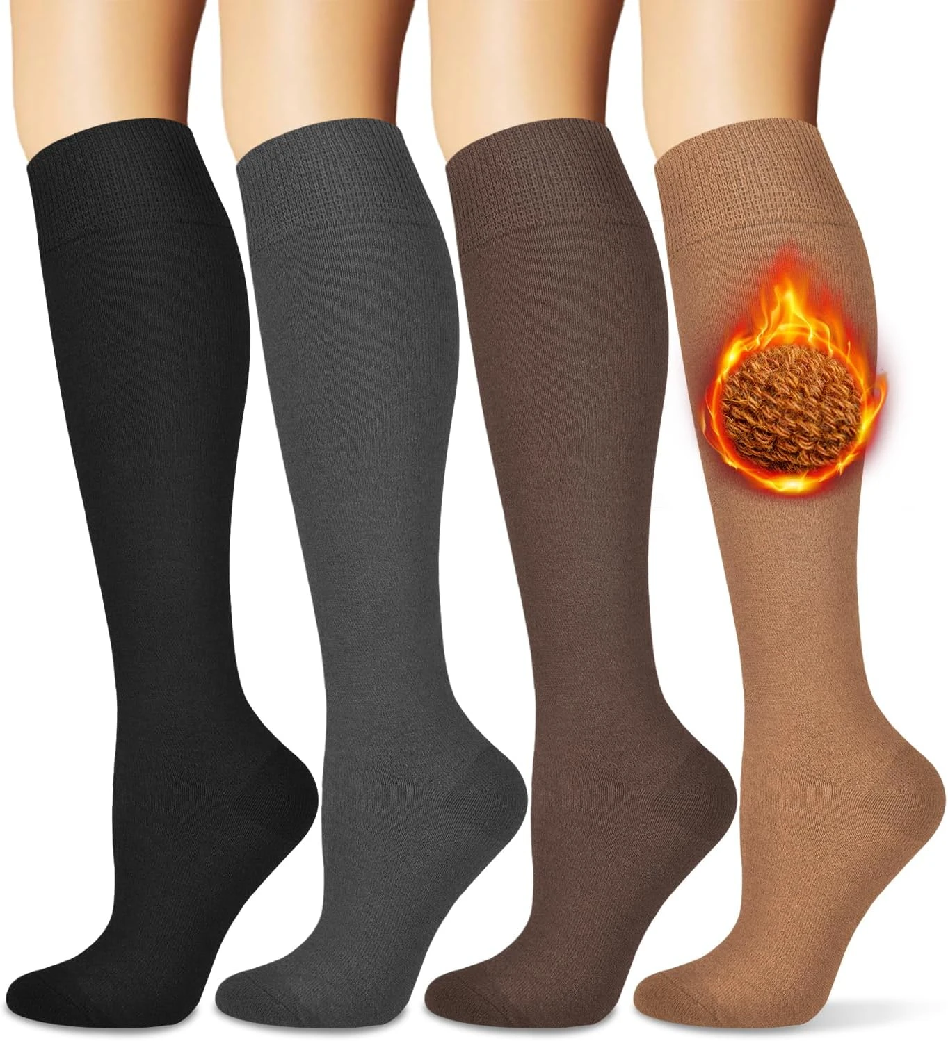 Women thermal knee socks for cold climate travel comfort