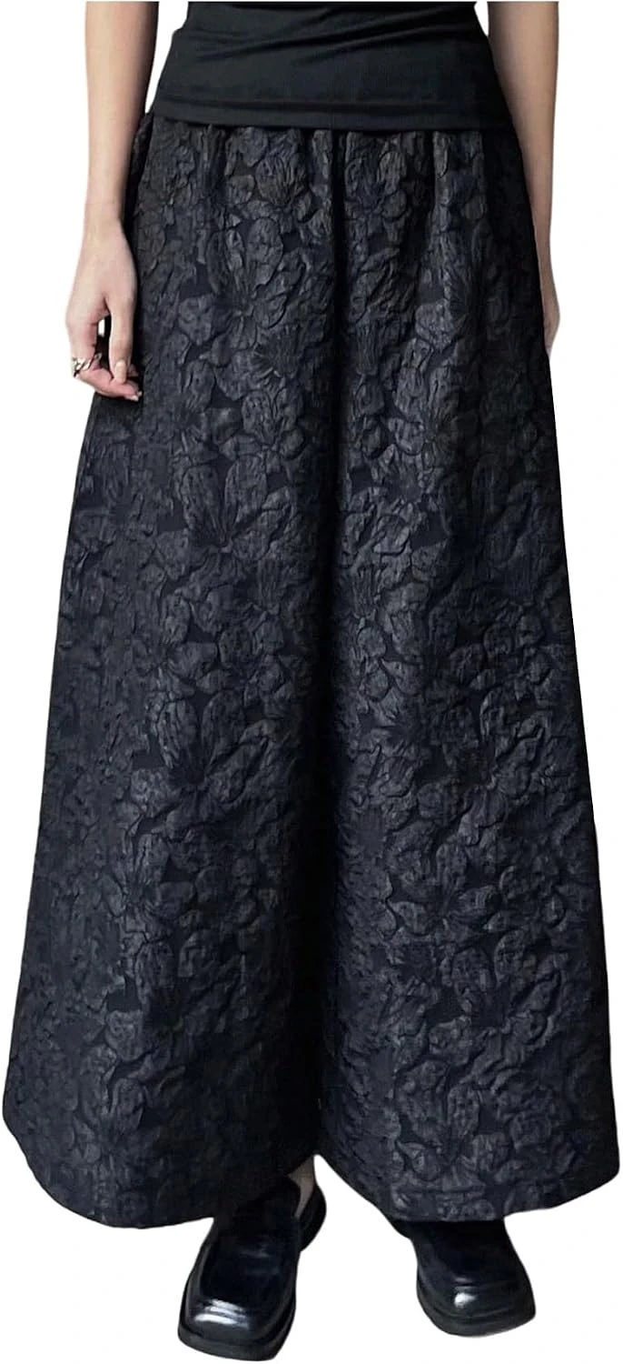 Women vintage floral wide leg pants for daytime outfit