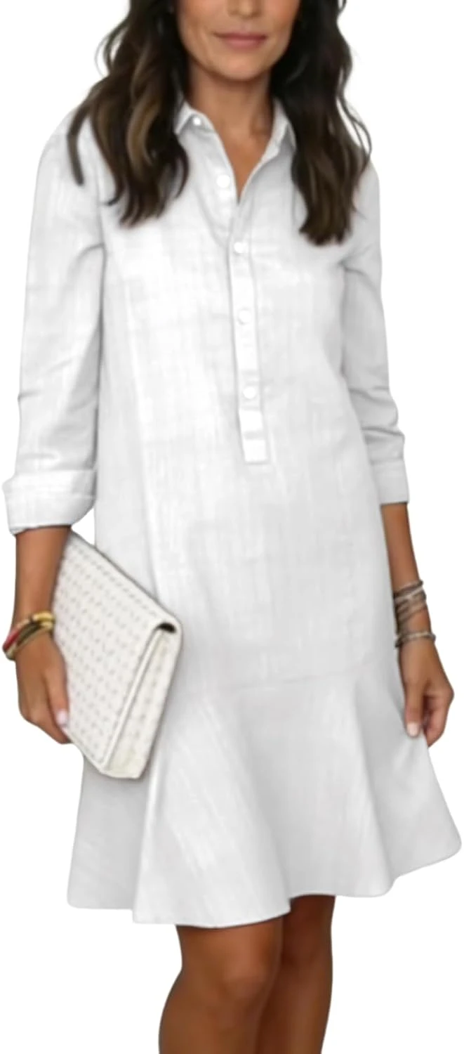 White Summer Dresses Worth Buying: 16 Styles for the LWD Era of 2026 18 Women white linen shift dress for relaxed outfit
