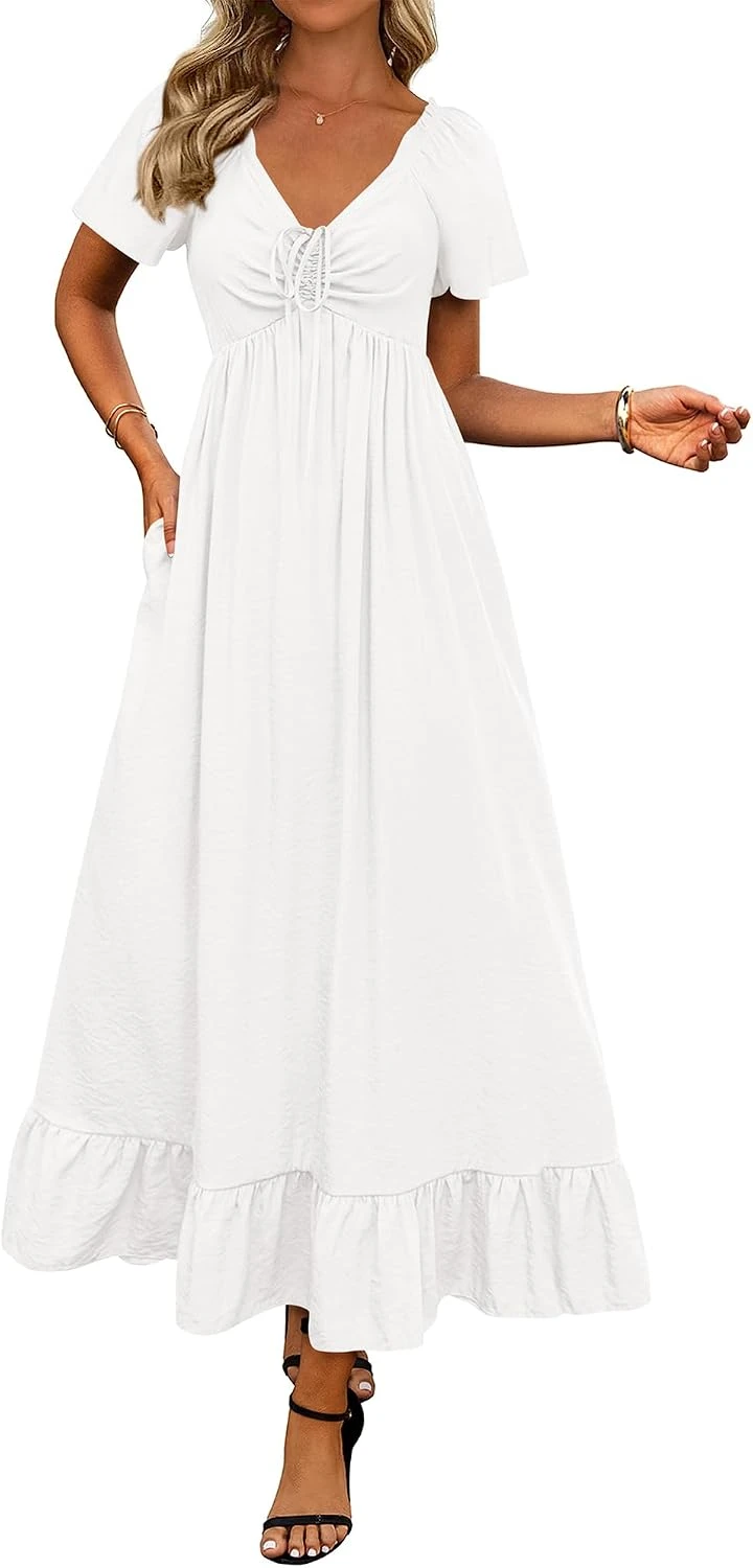 White Summer Dresses Worth Buying: 16 Styles for the LWD Era of 2026 22 Women flowing white maxi dress for statement outfit
