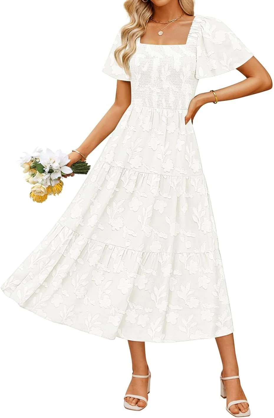 White Summer Dresses Worth Buying: 16 Styles for the LWD Era of 2026 54 Women white midi dress with sleeves for work outfit