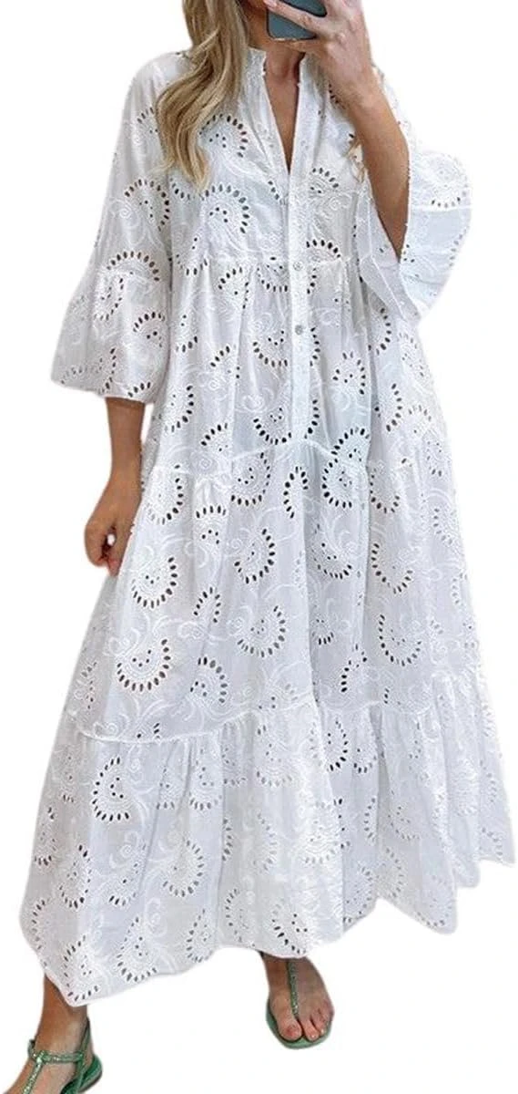 White Summer Dresses Worth Buying: 16 Styles for the LWD Era of 2026 26 Women white ruffled boho dress for romantic outfit