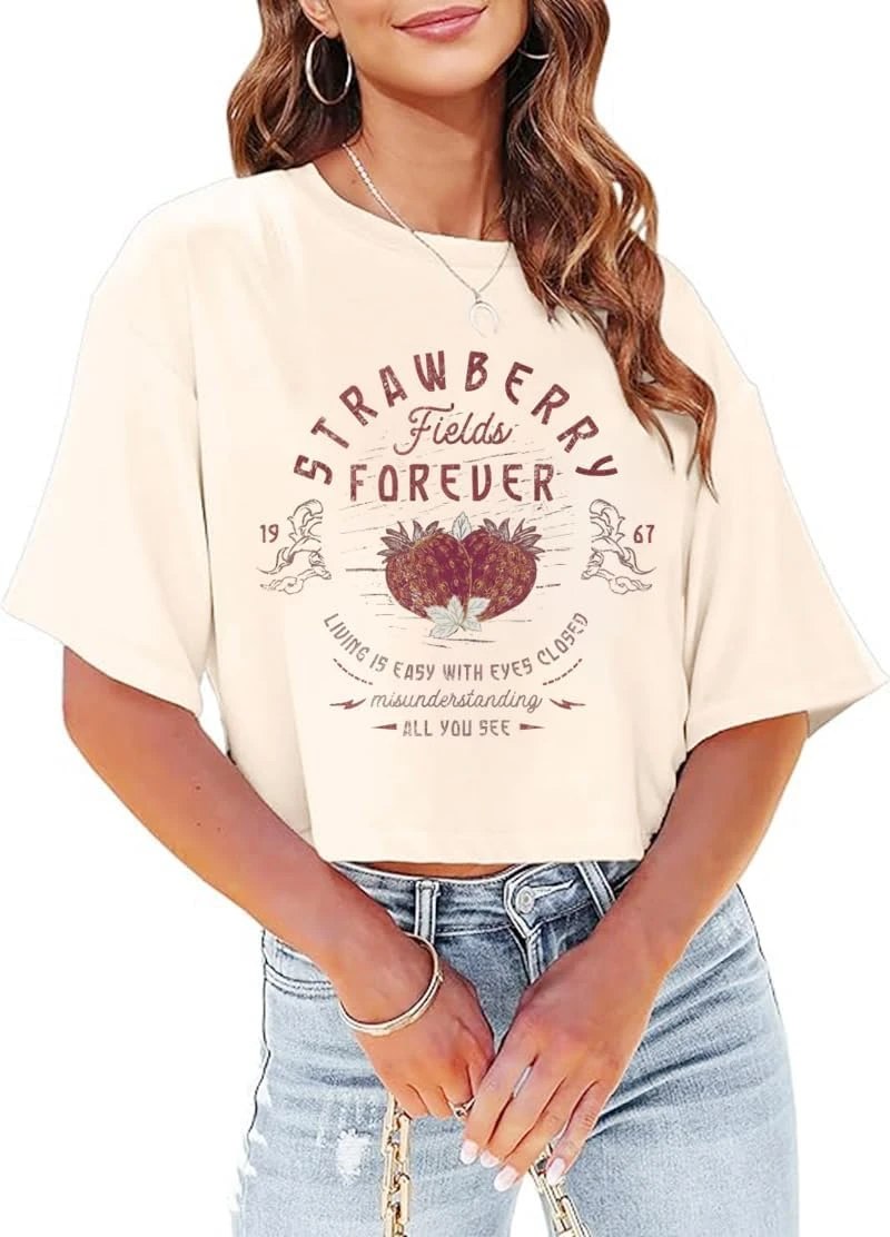 Women's fitted crop band tee for a cute concert look
