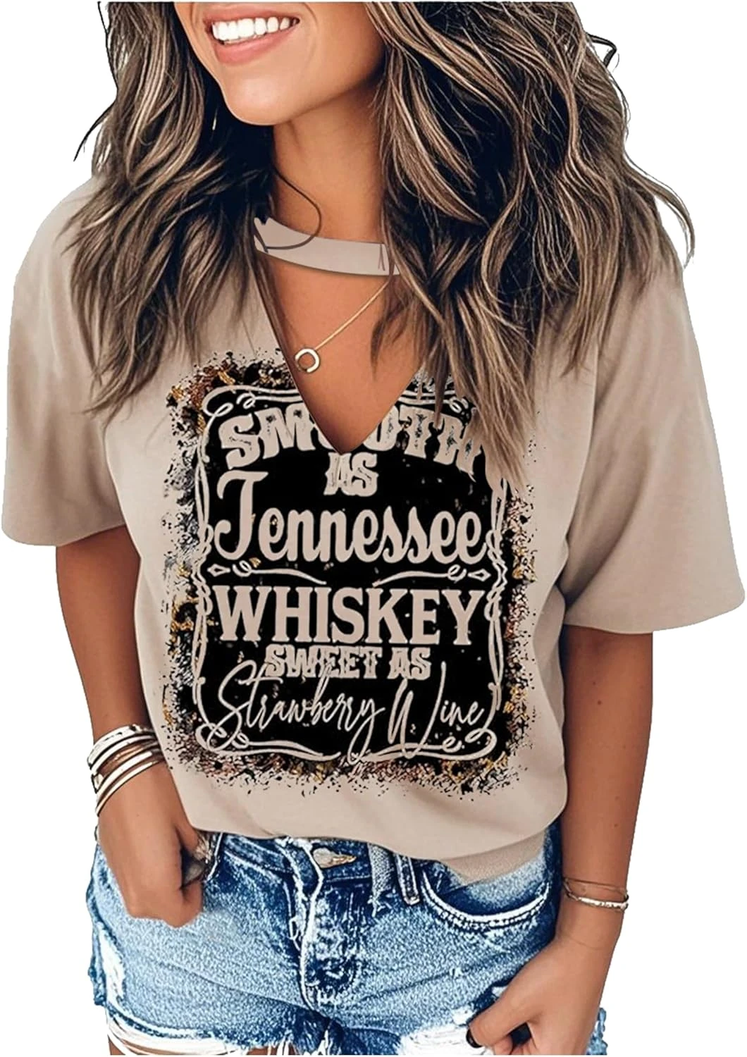 Women's fitted graphic tee for a simple country concert outfit