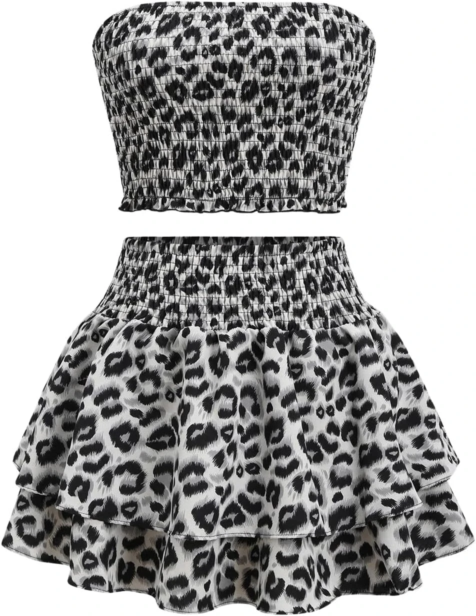 Y2K leopard print mini skirt outfit piece