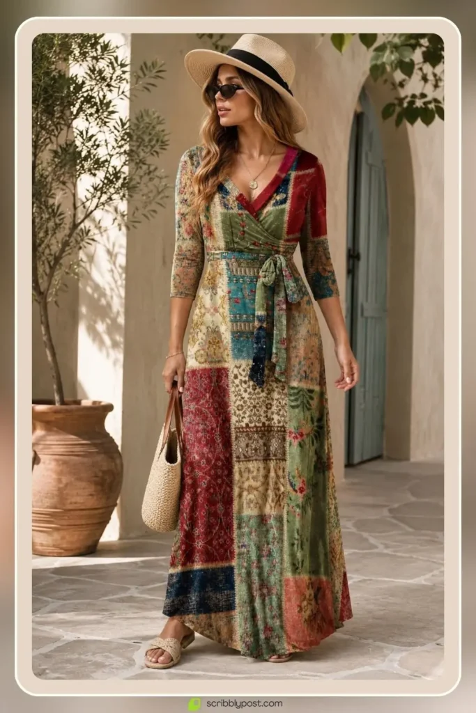 Vintage Dresses by the Decade: 16 Eras Compared for 2026 21 1970s maxi wrap vintage dress with tie waist flowing skirt