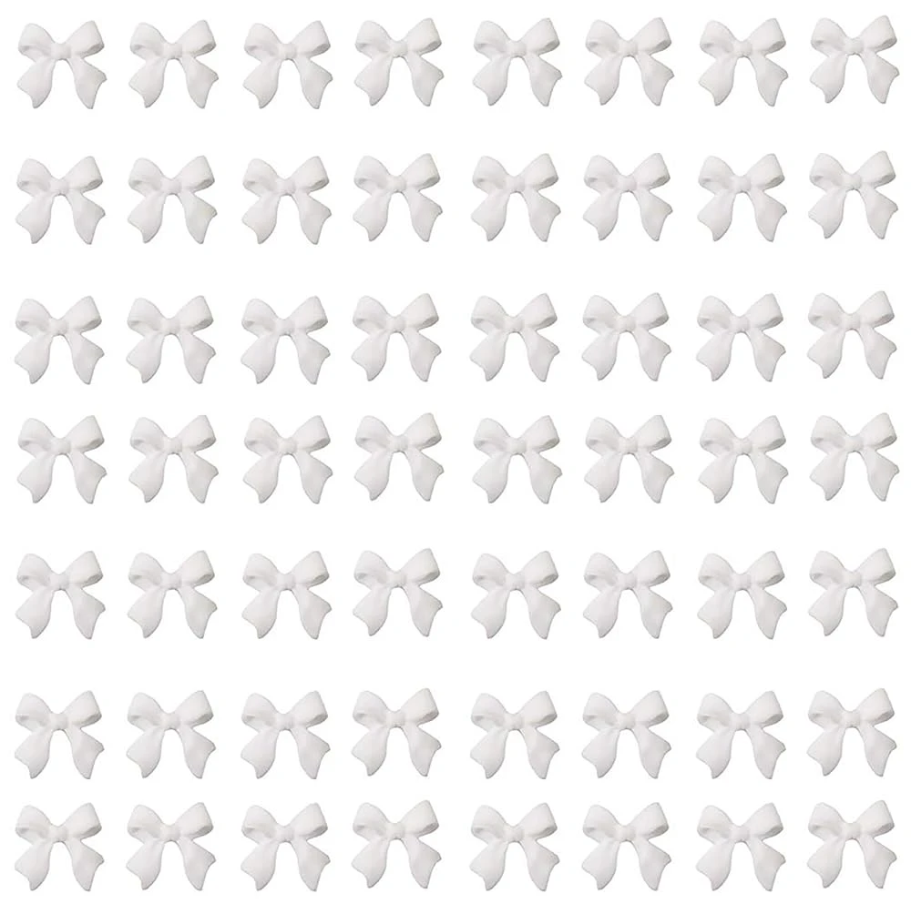 3D white nail bow charms for coquette almond back to school nails