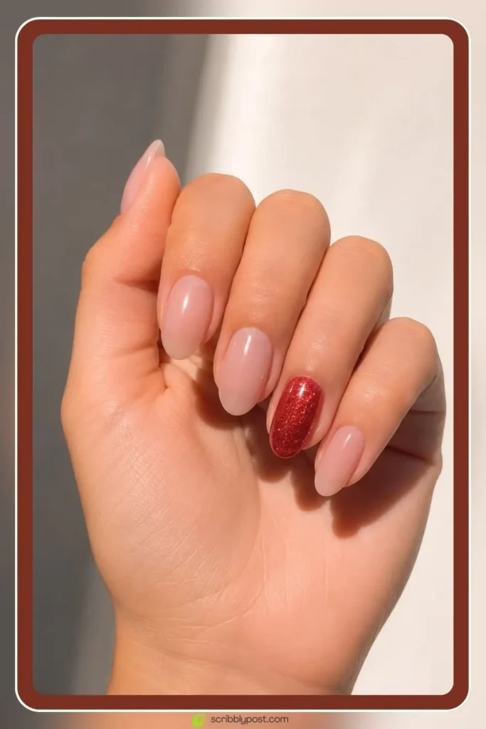 Apple glitter accent nail in red sparkle finish for back to school kids