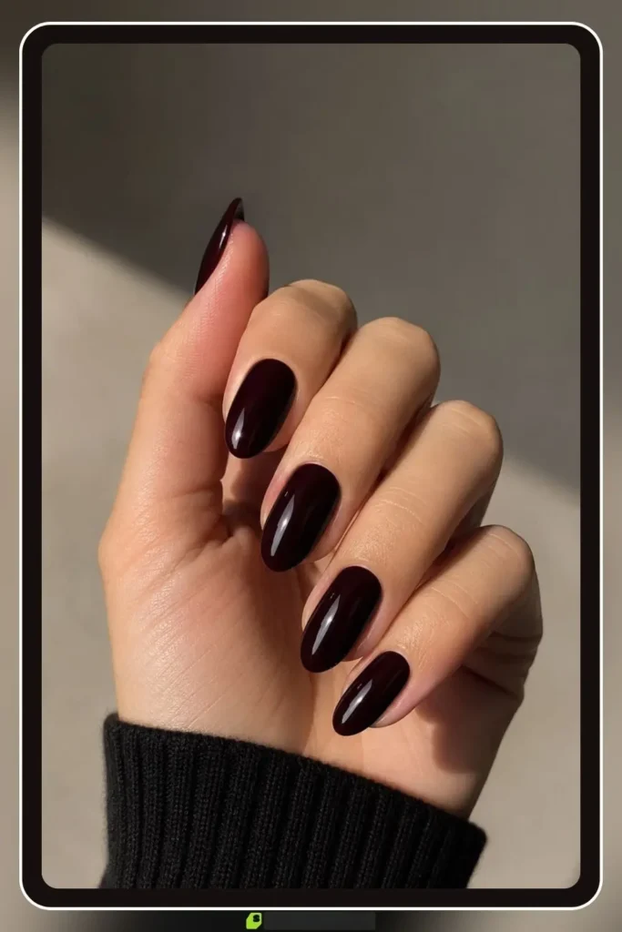 Cherry Nails Decoded: The Three Trends Hiding in One Name for 2026 25 Black cherry nails in near black deep red solid