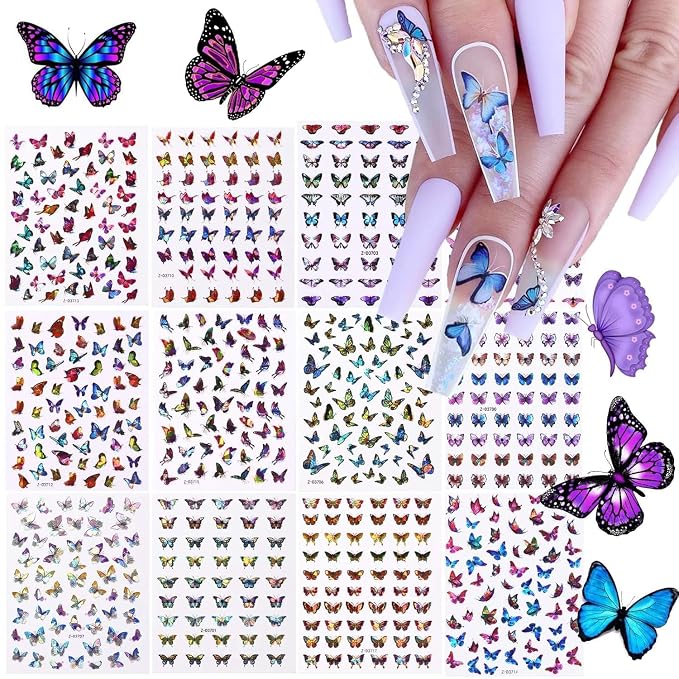 Butterfly Nails Explained: The Technique Plus 15 Designs for 2026 39 Butterfly Nail Art Stickers