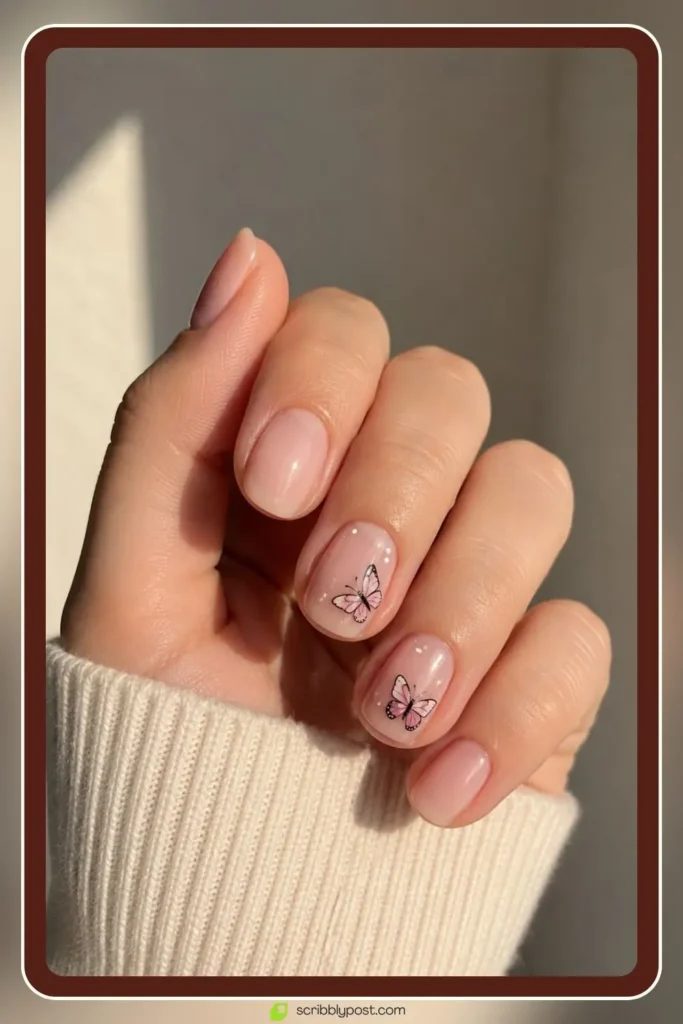 Butterfly Nails Explained: The Technique Plus 15 Designs for 2026 37 Butterfly nails short with proportionally scaled wing design