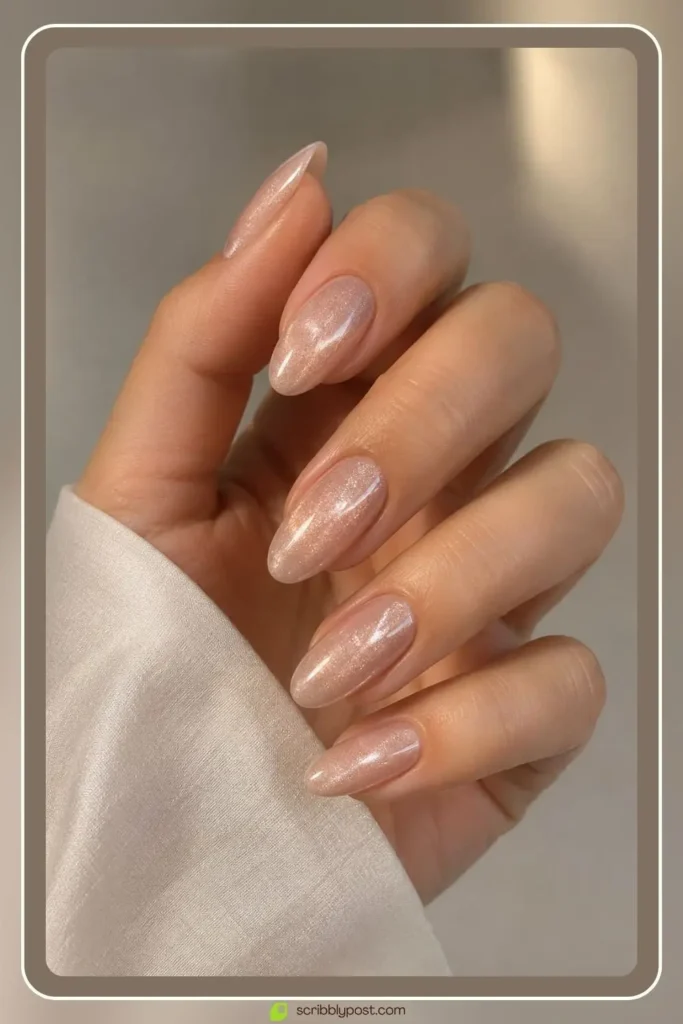Engagement Nails for Every Ring Selfie: 16 Sets Worth the Wait in 2026 29 Cat eye shimmer engagement nails with dimensional glow