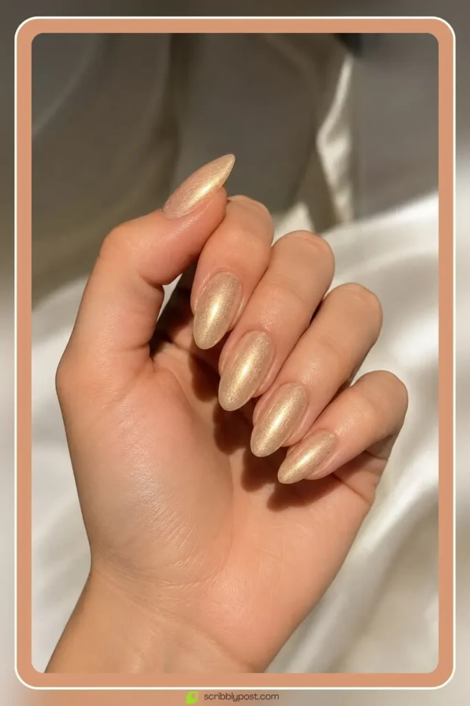 Graduation Nails Worth 40 Photos: 16 Sets to Try in 2026 45 Champagne gold graduation nails with warm shimmer neutral
