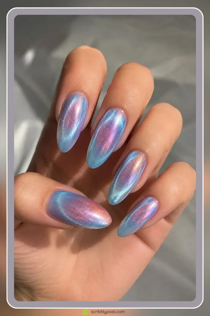 Mermaid Nails Decoded: 16 Ocean-Inspired Sets for 2026 1 Chanel cruise inspired mermaid nails with iridescent color shift