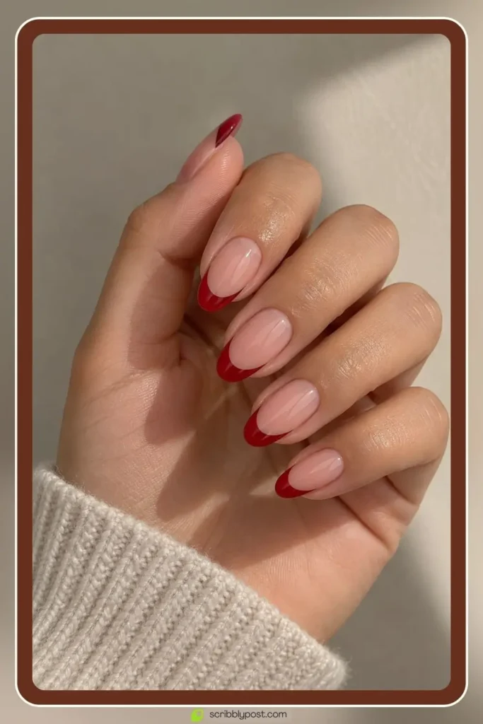 Cherry Nails Decoded: The Three Trends Hiding in One Name for 2026 49 Cherry french tip nails with sheer base and colored line
