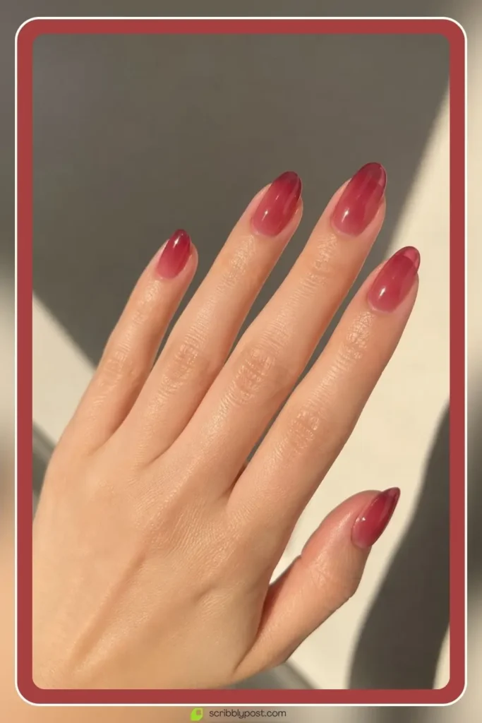 Cherry Nails Decoded: The Three Trends Hiding in One Name for 2026 41 Cherry jelly nails with translucent glossy shine