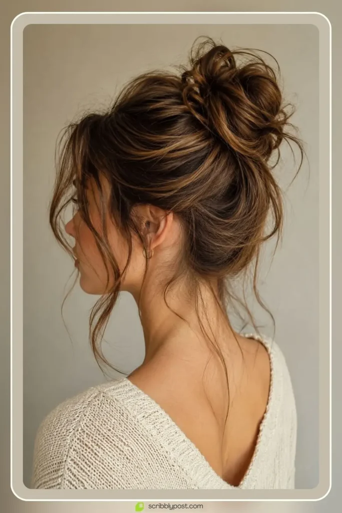 Messy Buns for Every Hair Type: The Loop Technique Plus 15 Ways to Wear It in 2026 1 Classic messy bun with loose tousled texture and loop technique