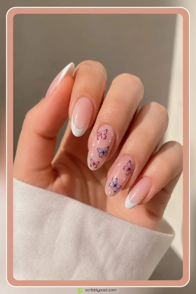 Butterfly Nails Explained: The Technique Plus 15 Designs for 2026 45 Cute butterfly nails with playful scattered small wings
