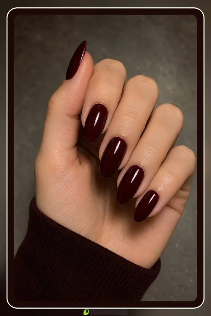 Cherry Nails Decoded: The Three Trends Hiding in One Name for 2026 21 Dark cherry red nails in deep saturated solid
