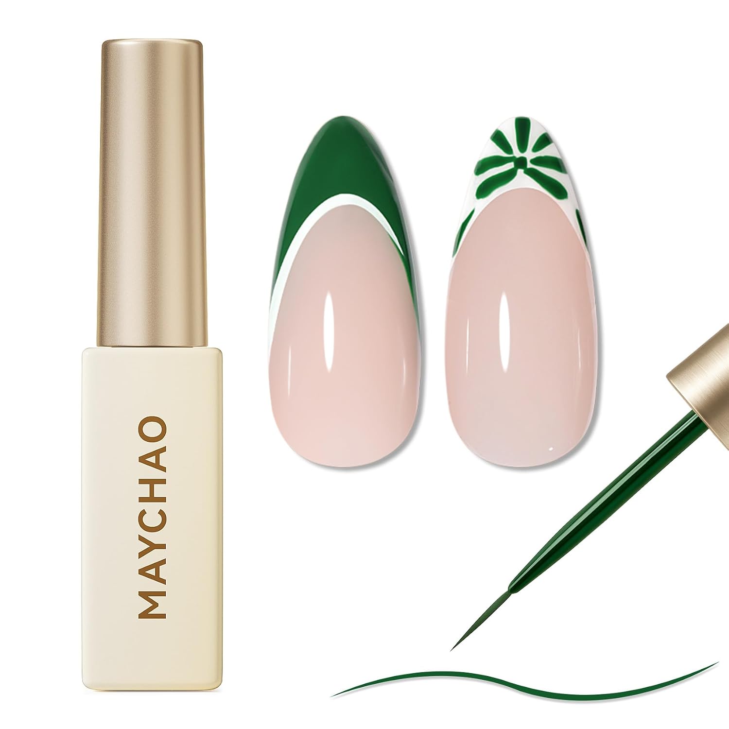 Green Nails Worth Saving: 16 Sets From Mint to Emerald for 2026 46 Emerald tip gel liner for green french nails