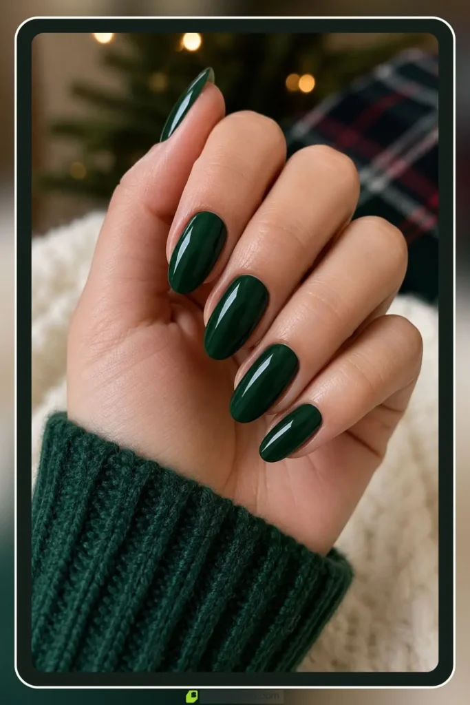 Green Nails Worth Saving: 16 Sets From Mint to Emerald for 2026 13 Forest green nails in deep pine tone with glossy finish