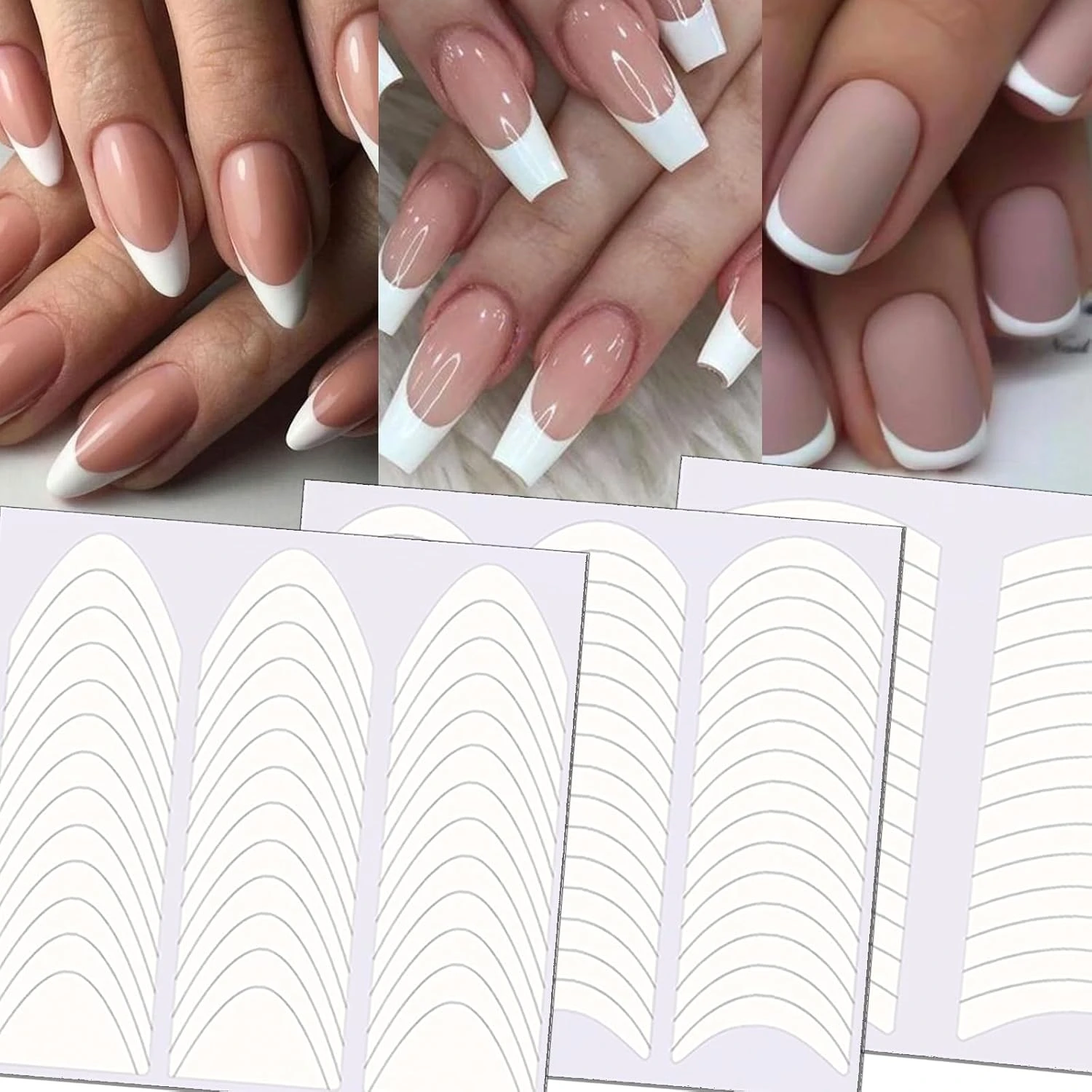 French tip guide strips for pastel back to school nails