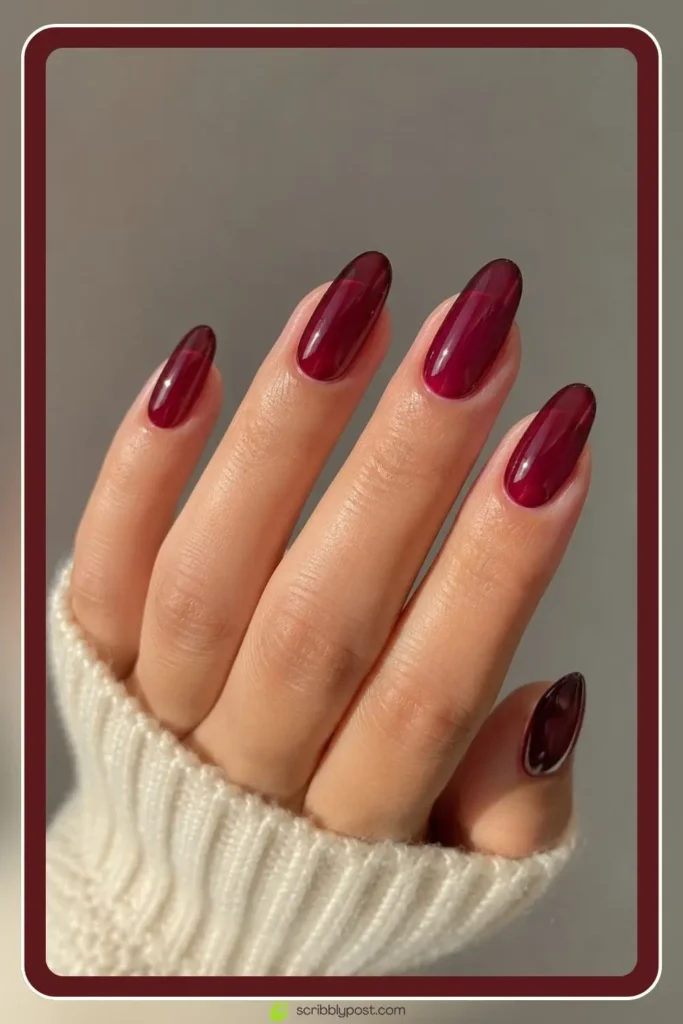 September Nails: The Only Month Where the Birthstone and the Trend Are the Same Color 29 Garnet jelly nails in translucent deep red finish
