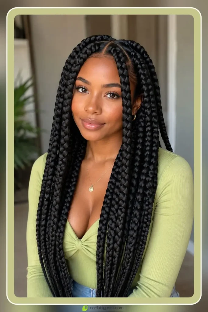 Box Braids for Every Face and Length: 14 Styles Worth Booking in 2026 17 Large box braids in bold thick sections