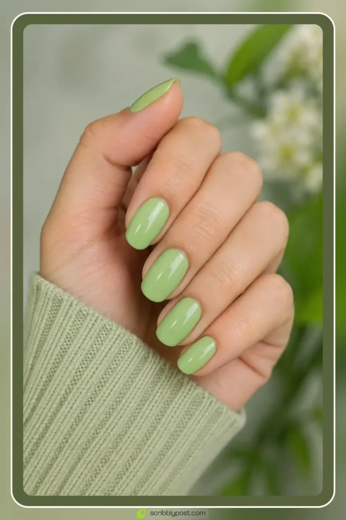 Green Nails Worth Saving: 16 Sets From Mint to Emerald for 2026 25 Light green nails in soft spring solid
