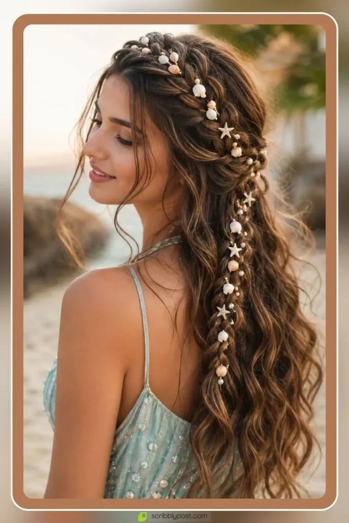 Mermaid Braids Explained: The Rib Cage Technique Plus 14 Styles for 2026 45 Mermaid hair braids decorated with seashell and pearl accessories