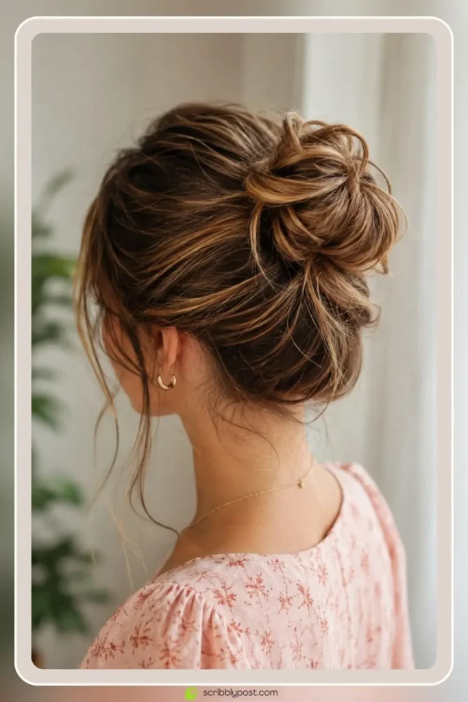 Messy Buns for Every Hair Type: The Loop Technique Plus 15 Ways to Wear It in 2026 57 Messy bun with healthy conditioned ends for polished undone look
