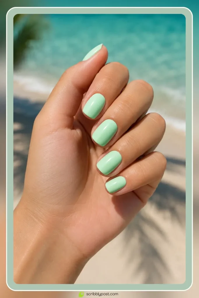 Green Nails Worth Saving: 16 Sets From Mint to Emerald for 2026 21 Mint green nails in fresh pastel solid on short nails